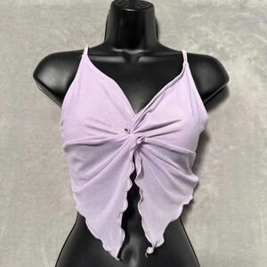 Shein Cropped Cami Top Womens XS Purple Sheer Twisted Front Adjustable Strap